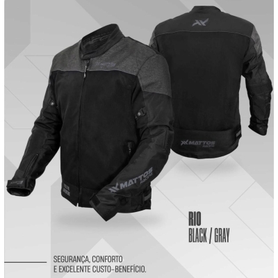 JAQUETA MATTOS RACING RIO VERAO PRETO/CINZA MASCULINA