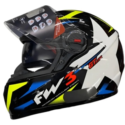 FW3 GTX STAR PRETO BRILHANTE AZUL COM AMARELO